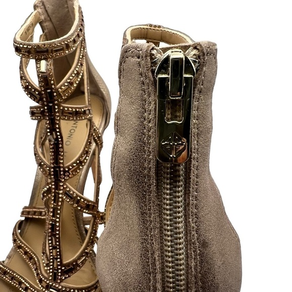 Antonio Melani Golden Strappy Gladiator Ankle Heels in Size 7 Wedding Prom Party - Picture 5 of 6